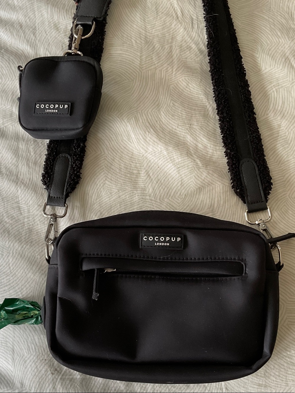 Cocopup London Black Crossbody Bag with Detachable Strap Pouch